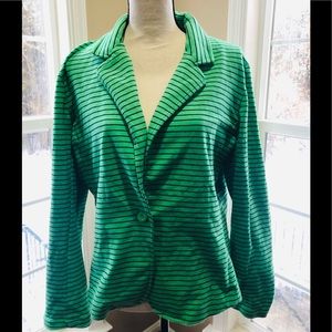 New York & Company Green Blazer with Navy Stripes